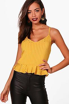 Boohoo Lola Rib Peplum Cami