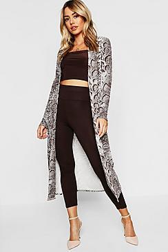 Boohoo Petite Snake Print Duster Jacket