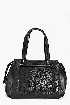 Boohoo Brooke Mock Croc Day Bag