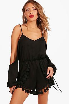 Boohoo Essie Tassel Trim Playsuit