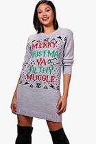 Boohoo Emma Filthy Muggle Christmas Jumper Dress