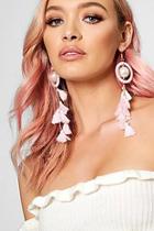 Boohoo Helena Statement Circle & Tassel Pearl Earrings