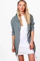 Boohoo Willow Jersey Hooded Utility Jacket Grey
