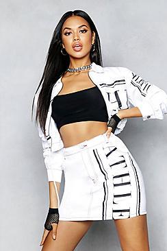 Boohoo Slogan Denim Skirt