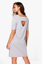 Boohoo Anna Tailored Bare Back Shift Dress Grey