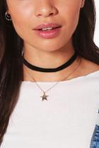 Boohoo Faye Layered Velvet & Star Chain Choker Black