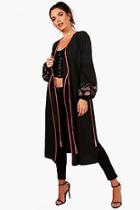 Boohoo Tall Lily Embroidered Sleeve Kimono
