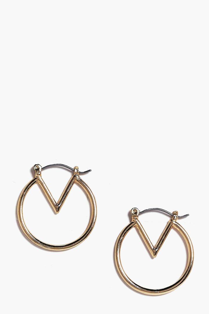 Boohoo Maria V Shape Small Hoop Earrings Gold