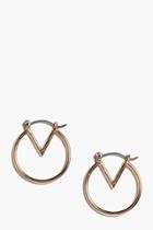 Boohoo Maria V Shape Small Hoop Earrings Gold