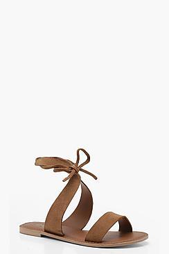 Boohoo Tie Back Suede Sandals