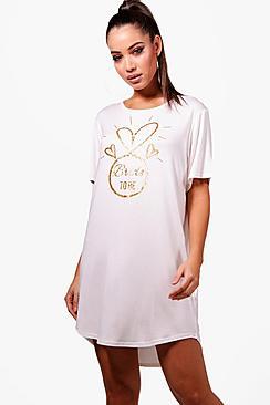Boohoo Ebony Bride To Be Glitter Sleep Tee