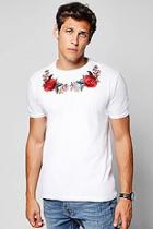 Boohoo Twin Rose Neck Embroidered T-shirt