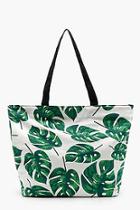 Boohoo Hannah Tropical Leaf Beach Bag
