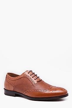 Boohoo Real Leather Wing Cap Brogue
