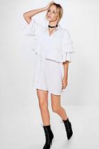 Boohoo Shay Ruffle Tiered Shirt Dress