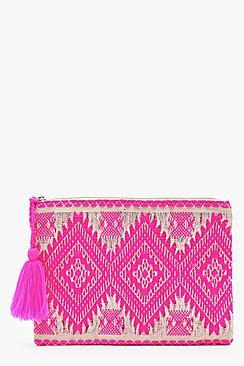 Boohoo Sparkle Aztec Clutch