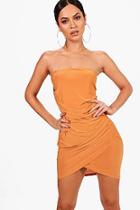 Boohoo Luna Bandeau Draped Side Bodycon Dress