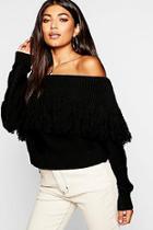 Boohoo Knitted Off The Shoulder Jumper
