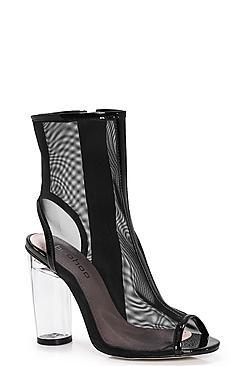 Boohoo Lara Peeptoe Open Back Clear Shoe Boot