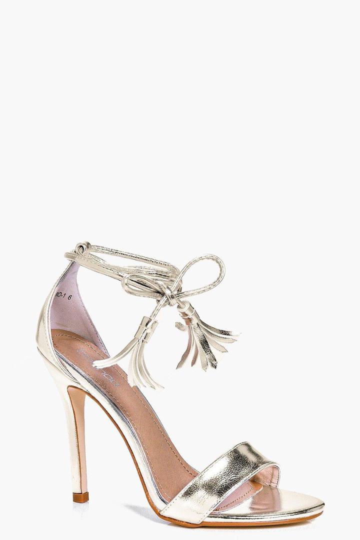Boohoo Claire Two Part Wrap Strap Stiletto Gold