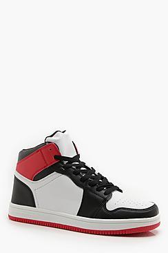 Boohoo Faux Leather Sporty Hi Top