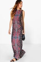 Boohoo Meera Paisley Placement Column Maxi Dress Black