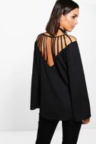 Boohoo Tess Multi Strap Back Woven Top Black