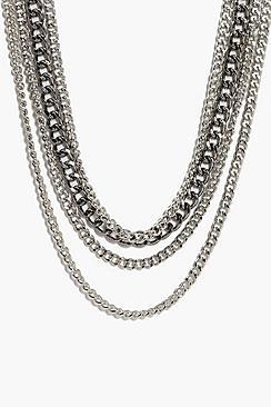 Boohoo Avery Layered Punk Chain Necklace