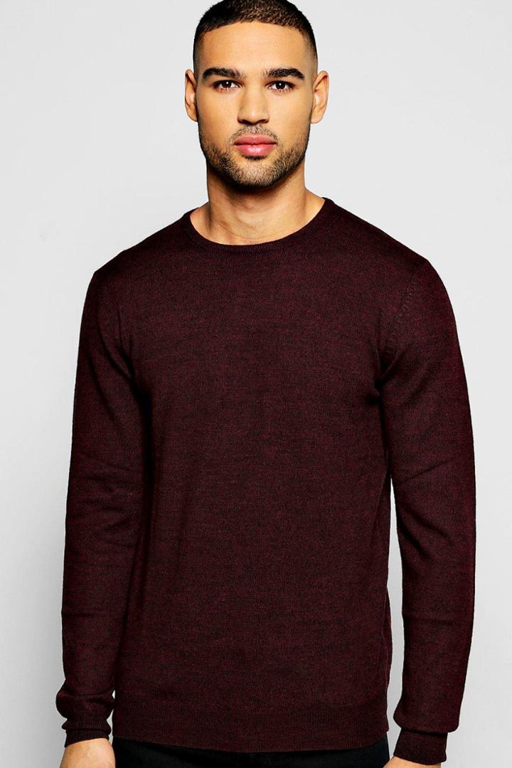 Boohoo Crew Neck Merino Wool Jumper Purple