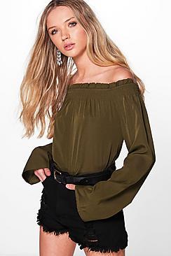 Boohoo Samantha Woven Off The Shoulder Top