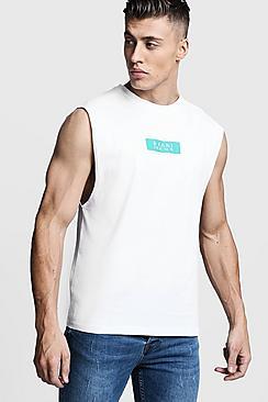 Boohoo Jade Man Box Logo Drop Armhole Tank