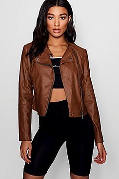Boohoo Erin Vegan Leather Biker Jacket