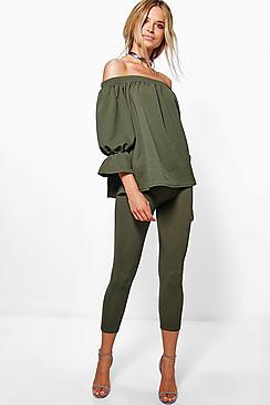 Boohoo Oliva Off The Shoulder Top & Skinny Trouser
