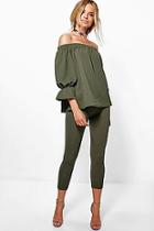 Boohoo Oliva Off The Shoulder Top & Skinny Trouser