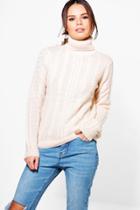 Boohoo Alice Turtle Neck Cable Jumper Pink