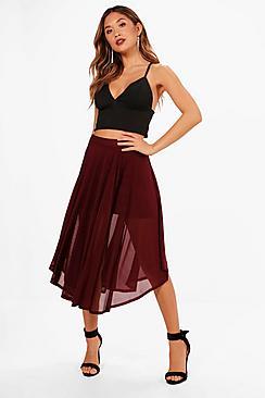 Boohoo Una Hanky Hem Mesh Midi Skirt