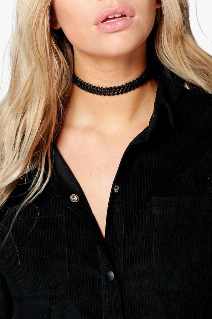 Boohoo Natalia Pu Twist Choker Black