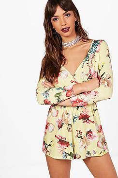 Boohoo Sophie Floral Wrap Playsuit