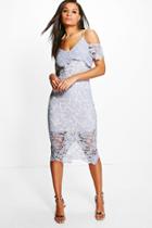 Boohoo Boutique Jamie Corded Lace Midi Dress Grey