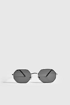 Boohoo Black Lens Metal Frame Hexagonal Sunglasses