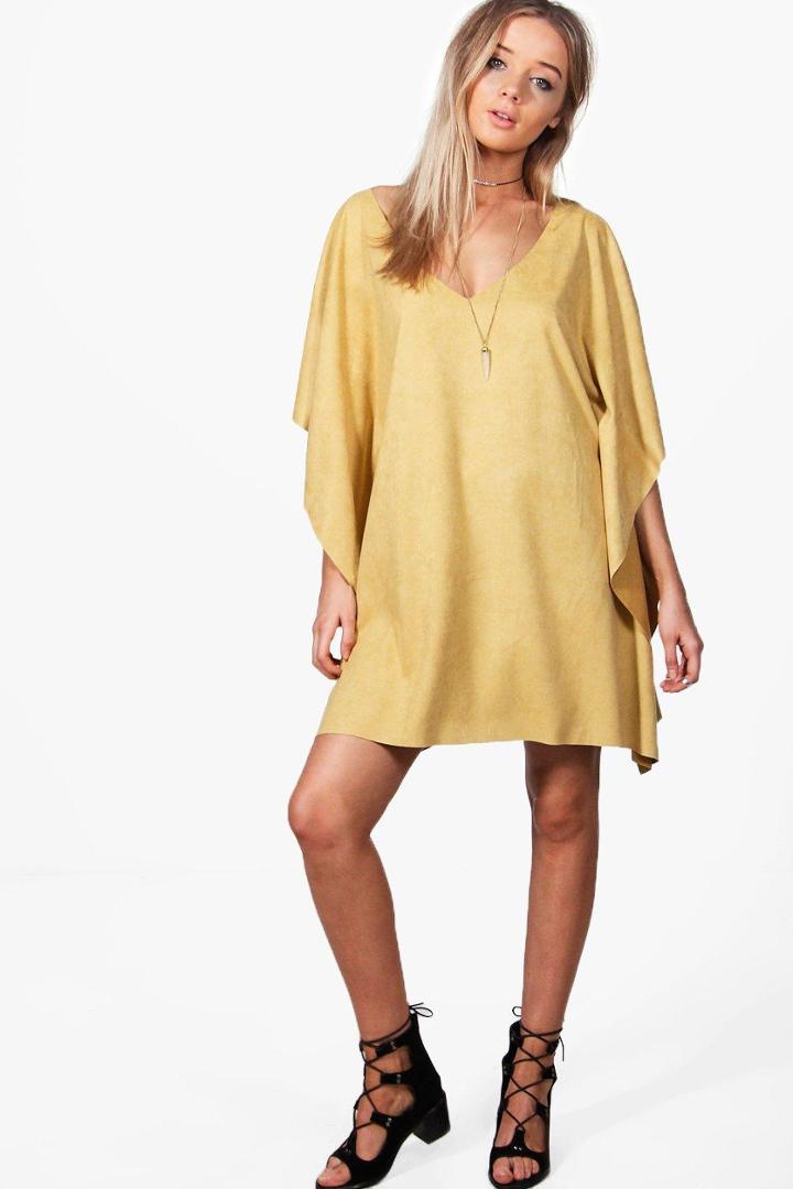 Boohoo Kat Oversized Smock Dress Yellow