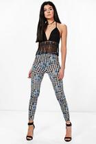 Boohoo Verity Gingham Floral Leggings