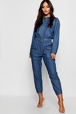 Boohoo Petite Denim Boiler Suit
