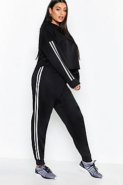 Boohoo Plus Side Stripe Hoody & Jogger Set