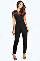 Boohoo Tiana Lace Neck Detail Jumpsuit
