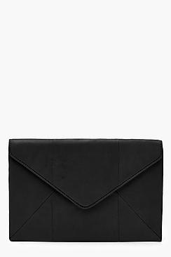 Boohoo Suedette Panel Detail Envelope Clutch