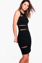 Boohoo Rebecca Mesh Insert Dress Black