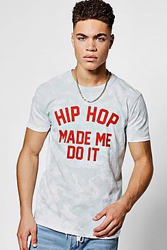 Boohoo Green Tie Dye 'hip Hop' Crew Neck T-shirt