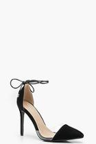 Boohoo Molly Pointed Toe Clear Wrap Strap Heels