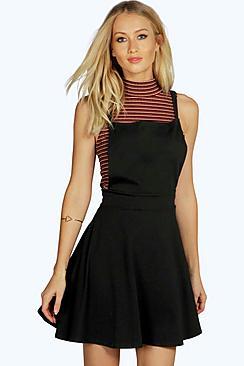 Boohoo Laura Cross Back Pinafore Dress
